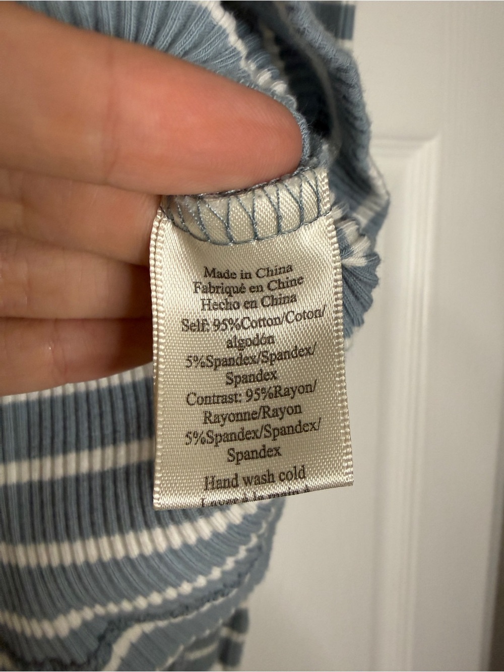 Anthropologie Porridge Striped Puff-Sleeve Tie-Neck Top in Light Blue - Picture 6 of 7